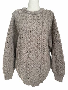 Aran Crafts Men’s XL 100% Wool Irish Cable Knit Fisherman Sweater Donegal Irish